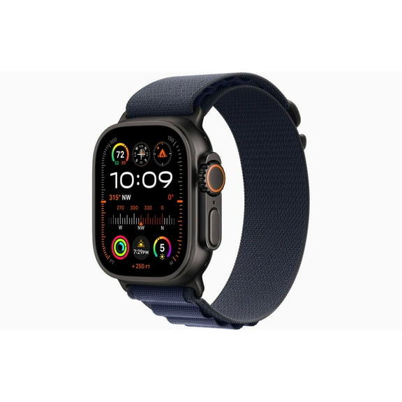 Restored Apple Watch Ultra 2 GPS + Cellular 49mm Black Titanium Case with Navy Alpine Loop Band - Medium (Refurbished)