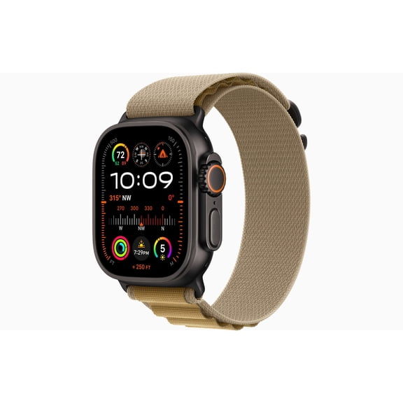 Restored Apple Watch Ultra 2 GPS + Cellular 49mm Black Titanium Case with Tan Alpine Loop Band - Small (Refurbished)