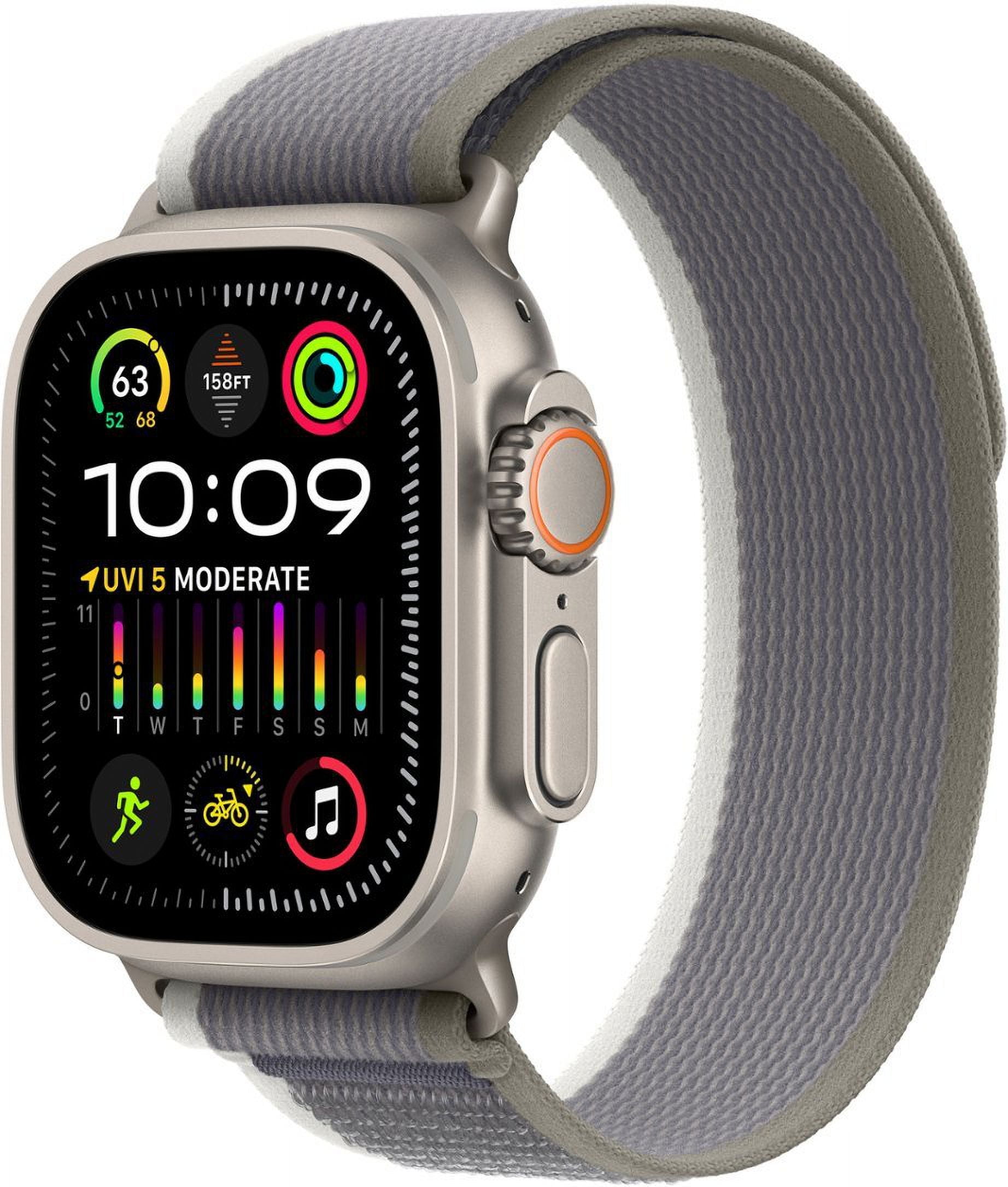Restored Apple Watch Ultra 2 - GPS + Cellular - 49mm Titanium Case with Green/Gray Trail loop S/M (Refurbished)