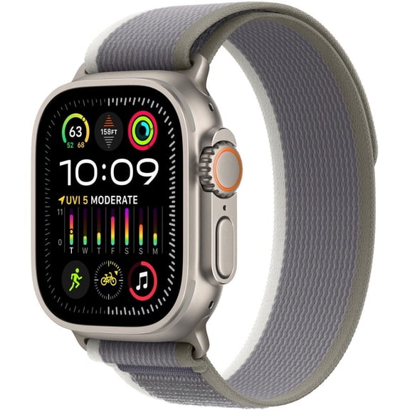Restored Apple Watch Ultra 2 - GPS + Cellular - 49mm Titanium Case with Green/Gray Trail loop S/M (Refurbished)