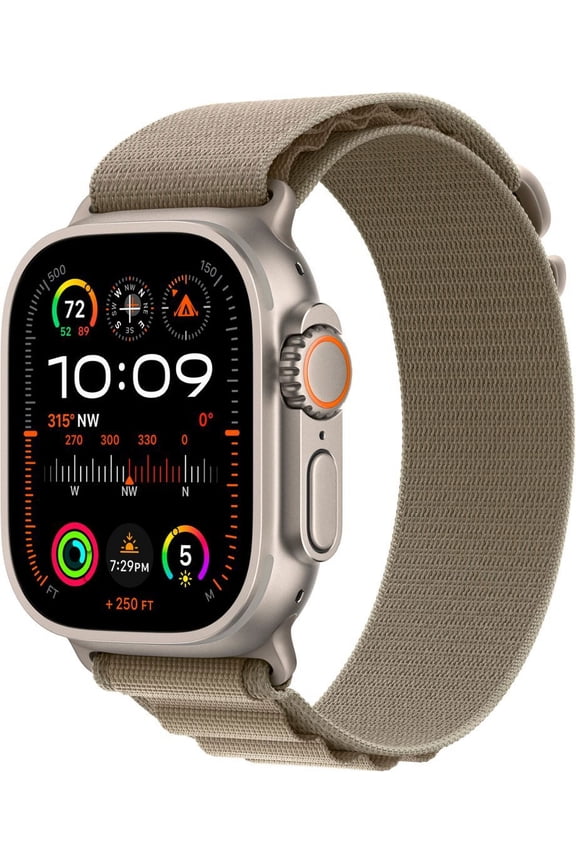 Restored Apple Watch Ultra 2 - GPS + Cellular - 49mm Titanium Case with Olive Alpine loop Large (Refurbished)