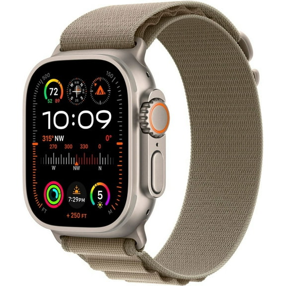 Restored Apple Watch Ultra 2 - GPS + Cellular - 49mm Titanium Case with Olive Alpine loop Large (Refurbished)