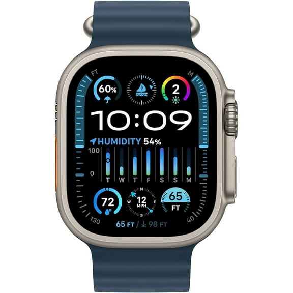 Restored Apple Watch Ultra 2nd Gen (GPS + Cellular) 49mm Blue Titanium Case with Blue Ocean Band