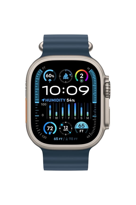 Restored Apple Watch Ultra 2nd Gen (GPS + Cellular) 49mm Blue Titanium Case with Blue Ocean Band