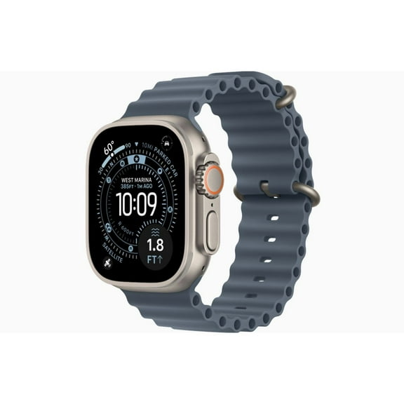 Restored Apple Watch Ultra 3 - GPS + Cellular - 49mm Natural Titanium Case with Anchor Blue Ocean Band