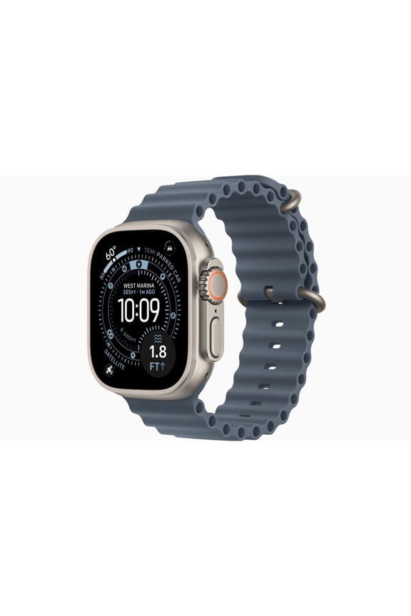(Open Box) Apple Watch Ultra 3 - GPS + Cellular - 49mm Natural Titanium Case with Anchor Blue Ocean Band