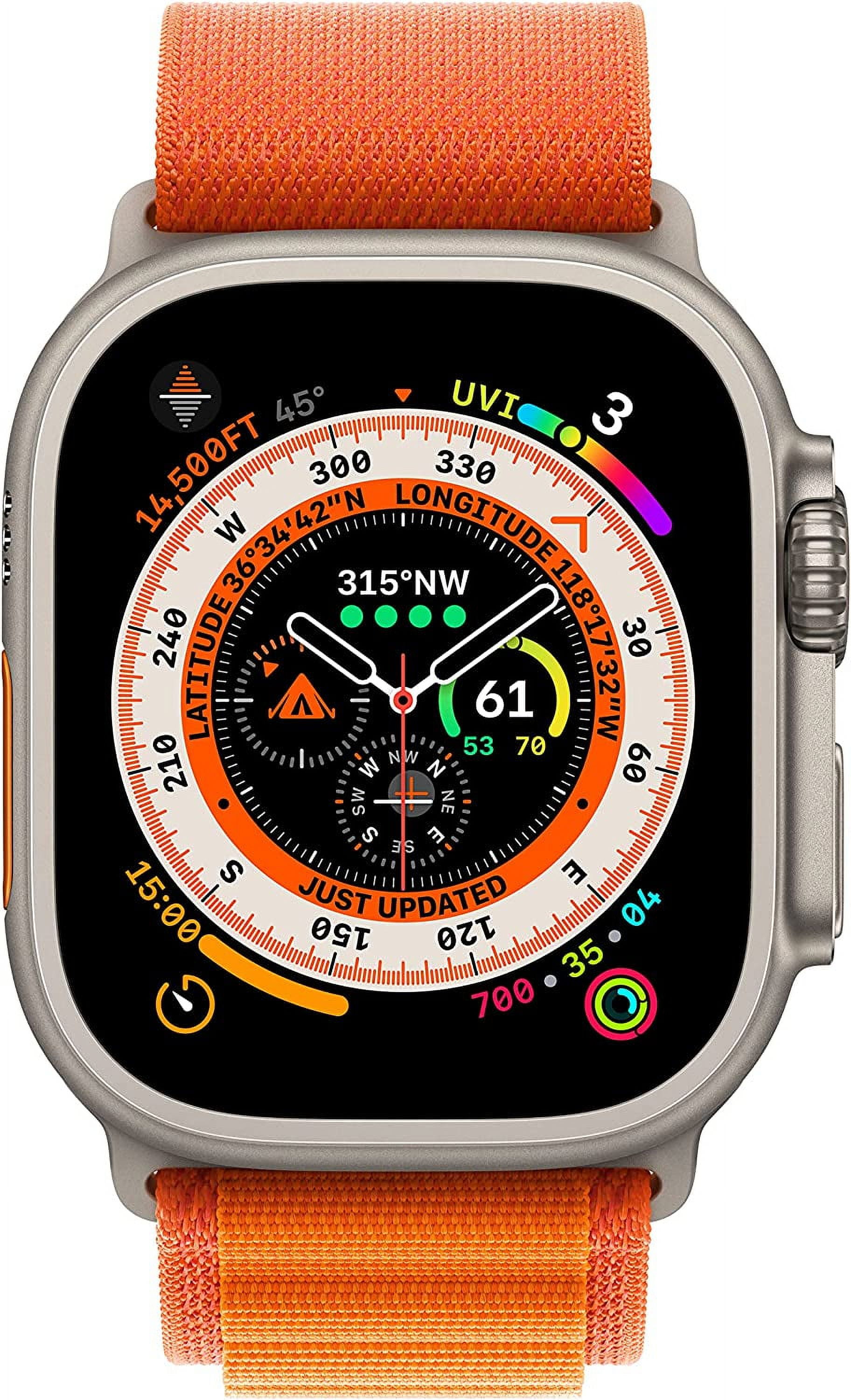 Restored Apple Watch Ultra GPS Cellular 49mm Smart Watch w Rugged Titanium Case Orange Alpine Loop Medium Refurbished