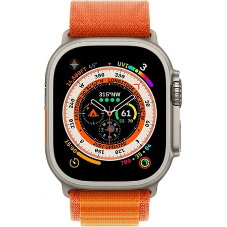 Restored Apple Watch Ultra [GPS + Cellular 49mm] Smart Watch w/Rugged Titanium Case & Orange Alpine Loop Medium (Refurbished)