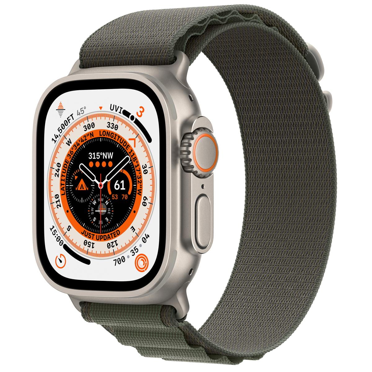 Apple, Watch Ultra, (GPS + Cellular), Medium, Titanium Case with Green Alpine Loop/49mm, 1, 1, 1