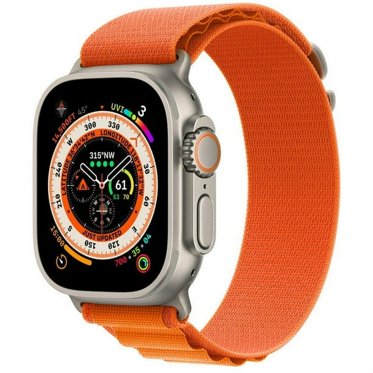 Restored Apple Watch Ultra (GPS + Cellular) 49mm Titanium Case with Orange  Alpine Loop Used Excellent Condition