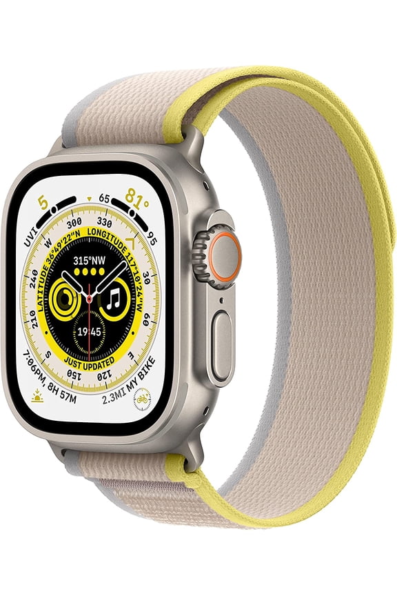 Restored Apple Watch Ultra [GPS + Cellular 49mm] Titanium Case with Yellow/Beige Loo (Refurbished)