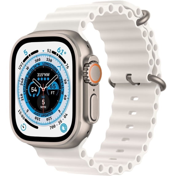 Restored Apple Watch Ultra (GPS + LTE) 49MM Titanium Case with White Ocean Band (Refurbished)