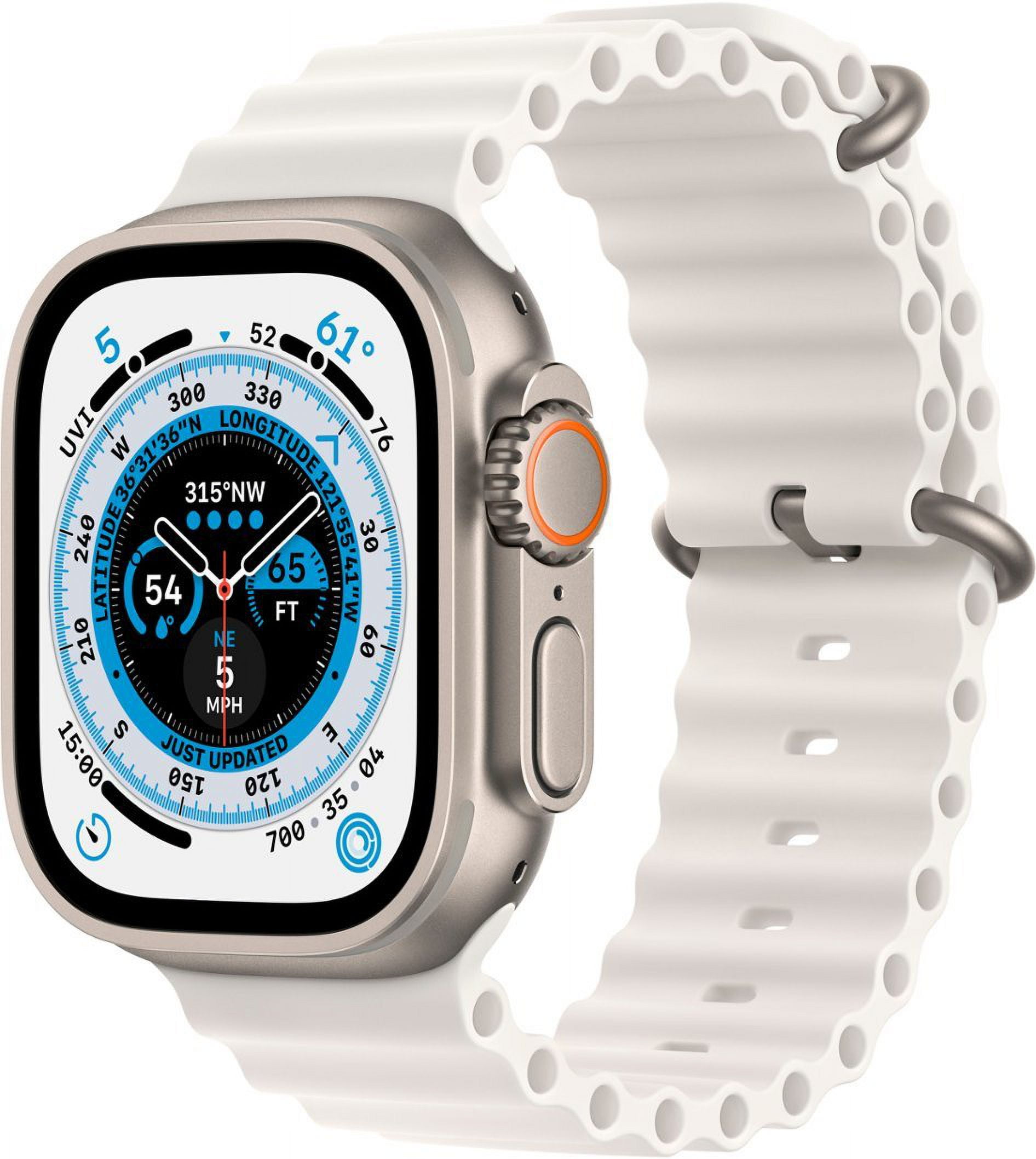 Restored Apple Watch Ultra (GPS + LTE) 49MM Titanium Case with White Ocean Band (Refurbished)