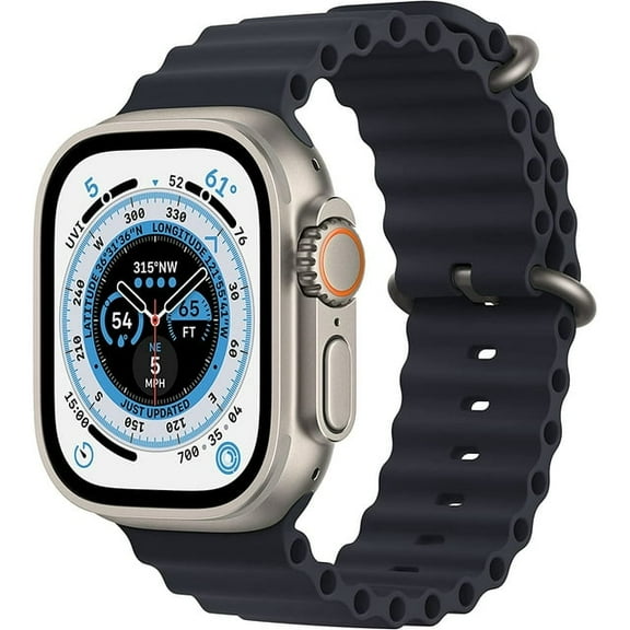 Pre-Owned Apple Watch Ultra (GPS + LTE) 49mm Silver Titanium Case & Ocean Band - Midnight