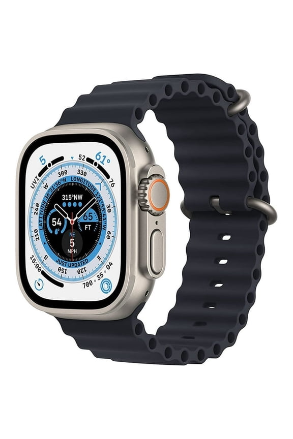 Pre-Owned Apple Watch Ultra (GPS + LTE) 49mm Silver Titanium Case & Ocean Band - Midnight
