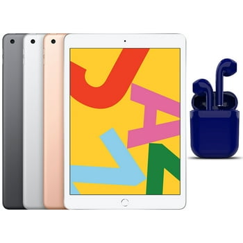 Restored Apple iPad 10.2-inch Retina Wi-Fi Only 32GB Latest OS Bundle: Bluetooth/Wireless Airbuds By Certified 2 Day Express (Refurbished)
