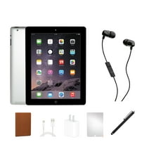 Restored Apple iPad 4 (2012) Bundle, 32GB, Black, Wi-Fi, Wired In-Ear Headphones, Case, Tempered Glass, Stylus Pen, Charging Accessories (Refurbished)