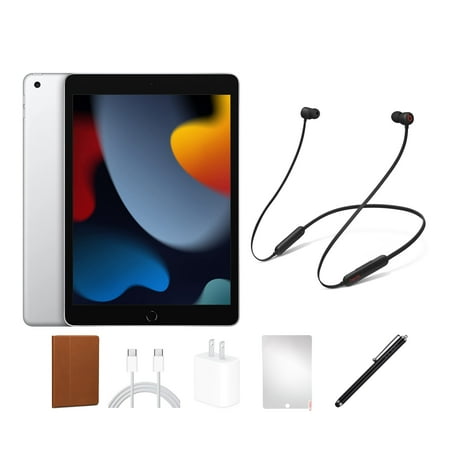 Restored Apple iPad 9 (9th Gen, 2021) 64GB, Silver, Wi-Fi only, Beats Bundle. BUNDLE INCLUDES: iPad Beats Flex Headphones, Case, Screen Protector, stylus pen, charging accessories (Refurbished)