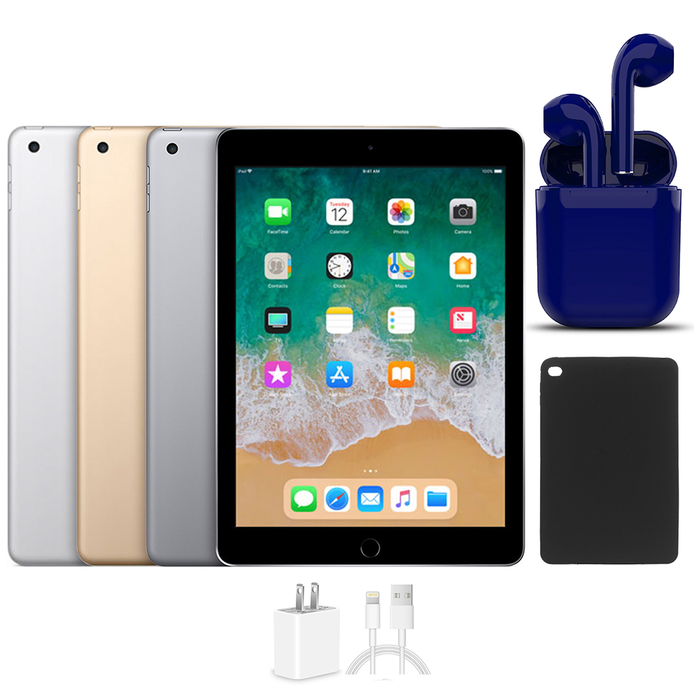 Restored | Apple iPad | 9.7-inch Retina | 128GB | Latest OS | Wi-Fi Only | Bundle: USA Essentials Bluetooth/Wireless Airbuds, Case, Rapid Charger By Certified 2 Day Express - image 1 of 9