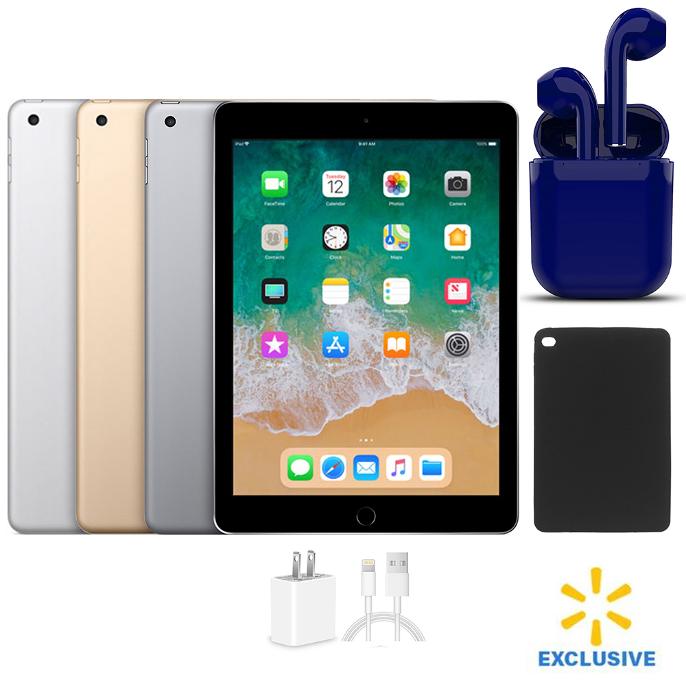 Restored Apple iPad 9.7-inch Wi-Fi Only 32GB Bundle: USA Essentials Bluetooth/Wireless Airbuds, Case, Rapid Charger By Certified 2 Day Express (Refurbished) - image 1 of 3
