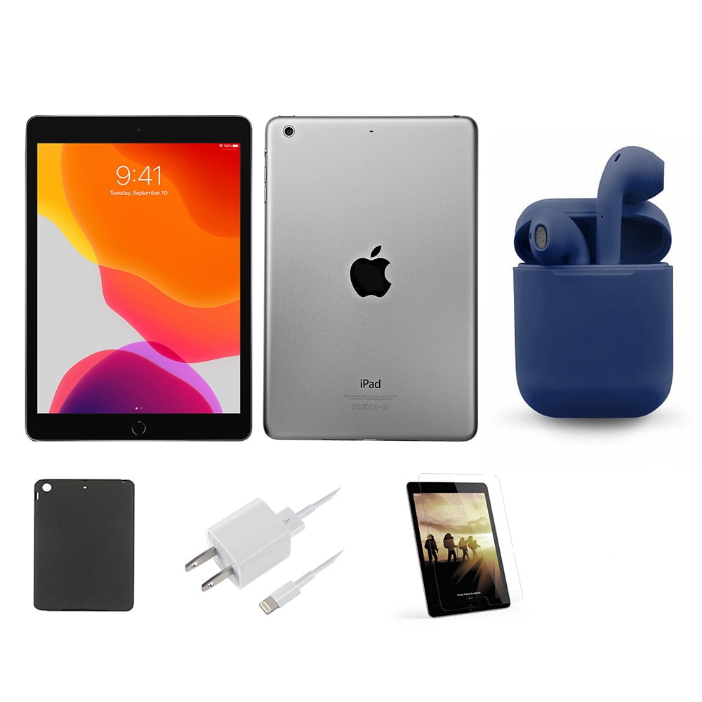 Restored | Apple iPad Air | 16GB | Space Gray | Wi-Fi Only | Bundle:  Pre-Installed Tempered Glass, Case, Charger, Bluetooth/Wireless Airbuds By 