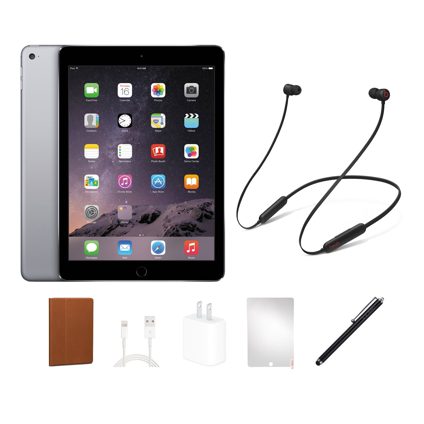 Restored Apple iPad Air 2 (2014) Bundle, 64GB, Space Gray, Wi-Fi, Beats Flex, Tempered Glass, Stylus Pen, Charging Accessories - Walmart.com