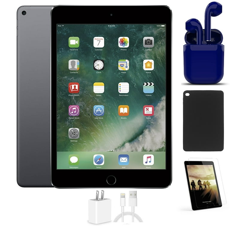Restored Apple iPad Air 2 9.7-inch 16GB Space Gray Wi-Fi Only Bundle:  Pre-Installed Tempered Glass, Case, Rapid Charger, Bluetooth/Wireless  Airbuds By 
