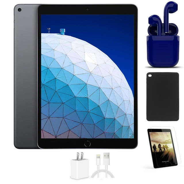 Restored Apple iPad Air 2 9.7-inch Space Gray Wi-Fi Only 64GB Bundle: Case, Pre-Installed Tempered Glass, Rapid Charger, Bluetooth/Wireless Airbuds By Certified 2 Day Express (Refurbished)