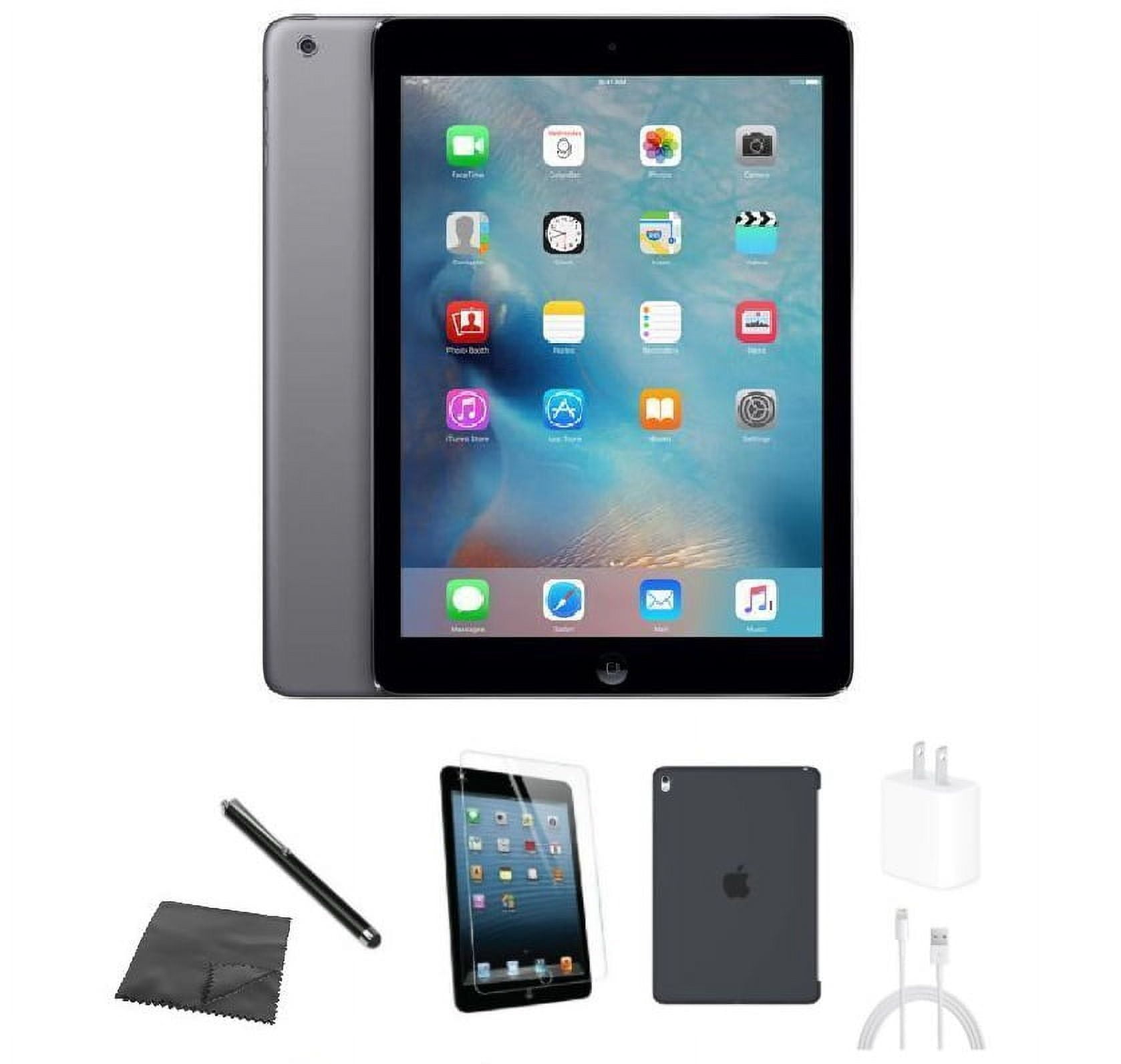 Restored Apple iPad Air A1475 (WiFi + Cellular Unlocked) 16GB Space Gray Bundle w/ Case, Tempered Glass, Stylus, Charger (Refurbished)