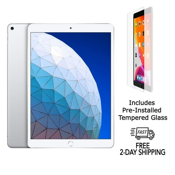 Restored Apple iPad Air 3 A2152 (WiFi) 64GB Silver w/ Pre-Installed Tempered Glass (Refurbished)