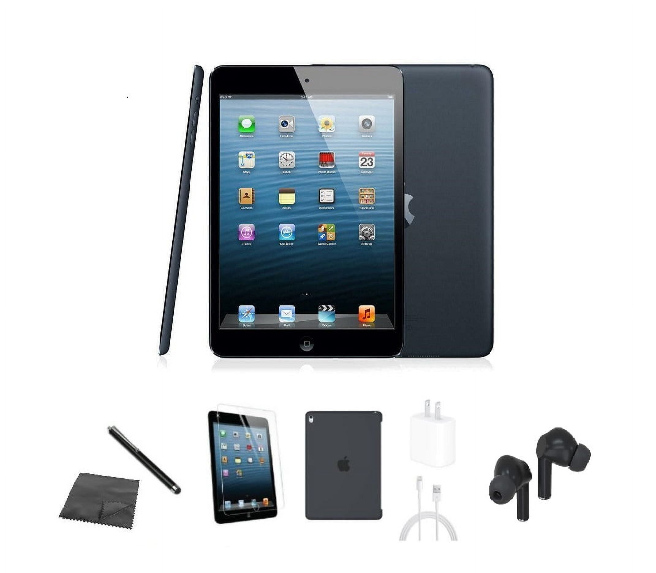 Restored Apple iPad Mini (1st Gen) A1432 (WiFi) 16GB Space Gray Bundle w/ Case, Bluetooth Earbuds, Tempered Glass, Stylus, Charger (Refurbished)