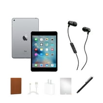 Restored Apple iPad Mini 2 (2013) Bundle, 32GB, Black, Wi-Fi, In-Ear Headphones, Case, Tempered Glass, Stylus, Charging Accessories (Refurbished)
