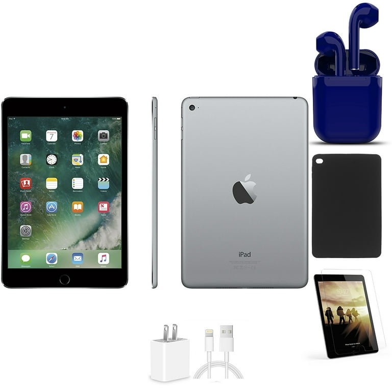 Restored Apple iPad Mini 4 16GB Space Gray Wi-Fi Only Bundle: Pre-Installed  Tempered Glass, Case, Charger, Bluetooth/Wireless Airbuds By Certified 2