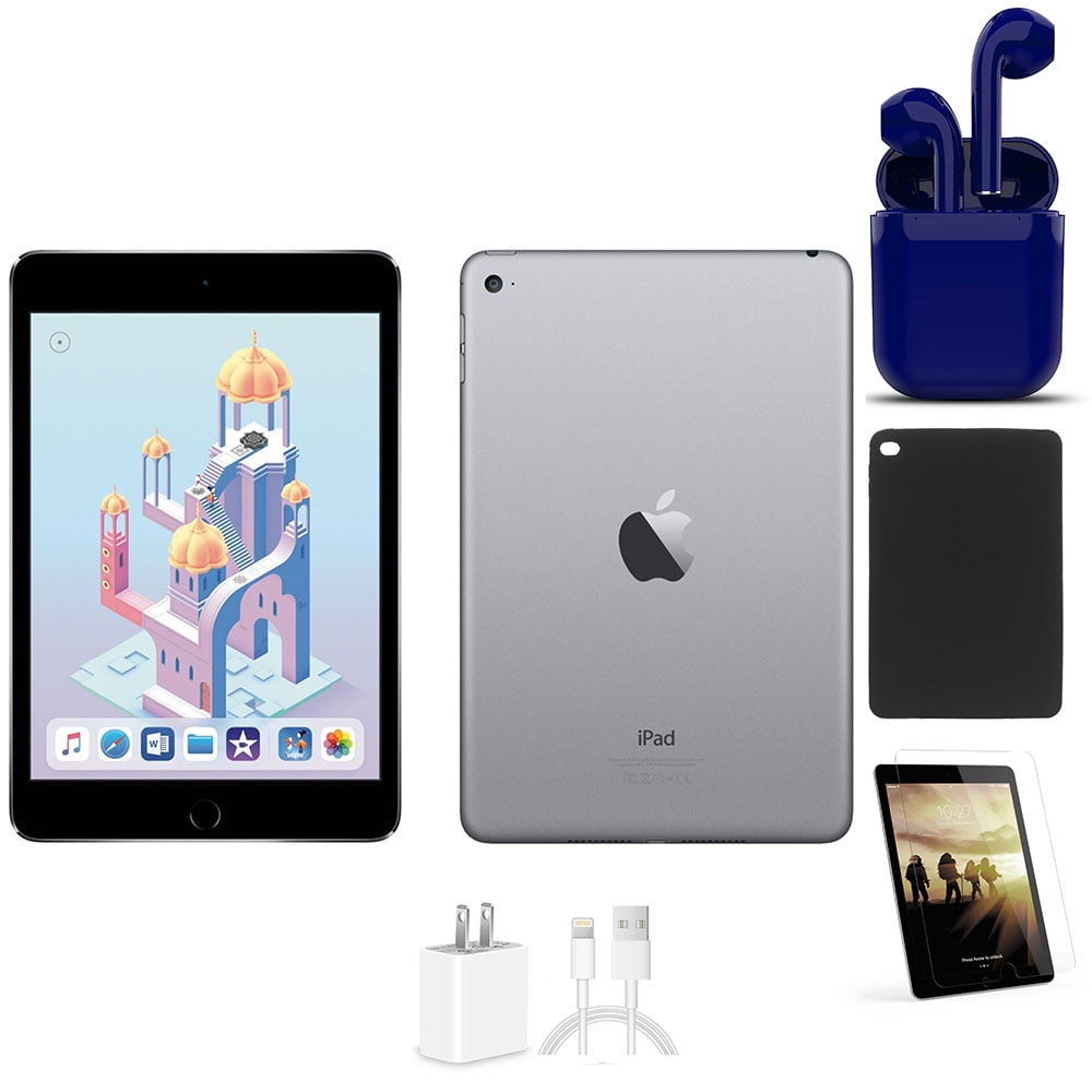 Restored Apple iPad Mini 4 64GB Space Gray Bundle: Case, Pre 