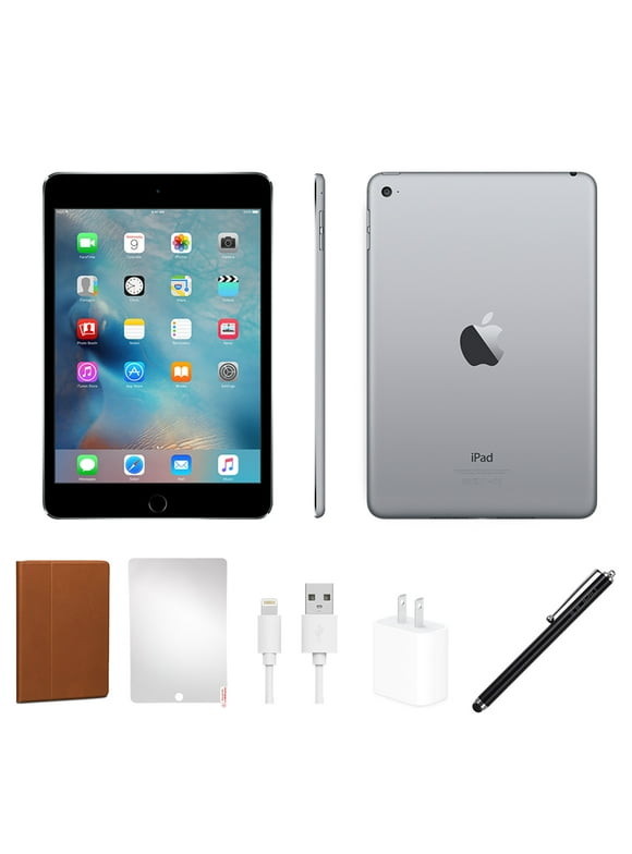 Restored Apple iPad Mini 4 7.9"" Tablet, 2015, 128GB, Wi-Fi Bundle, Space Gray (Refurbished)