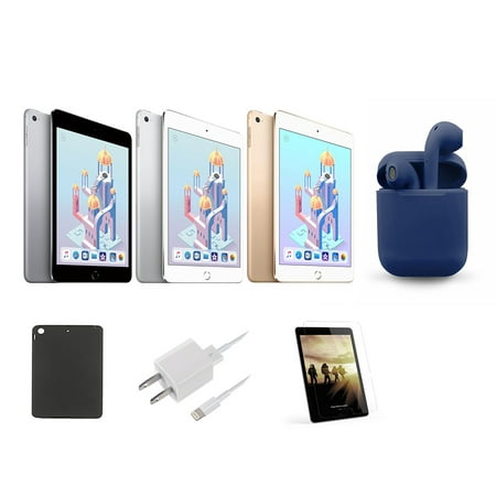 Restored | Apple iPad Mini 4 | 7.9-inch Retina | 32GB | Wi-Fi Only | Latest OS | Bundle: Case, Pre-Installed Tempered Glass, Rapid Charger, Bluetooth/Wireless Airbuds By Certified 2 Day Express