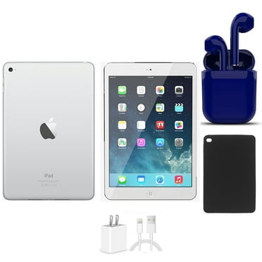 Restored Apple iPad Mini 7.9-inch 64GB Wi-Fi Only White and Silver Bundle: USA Essentials Bluetooth/Wireless Airbuds, Case, Rapid Charger By Certified 2 Day Express (Refurbished)