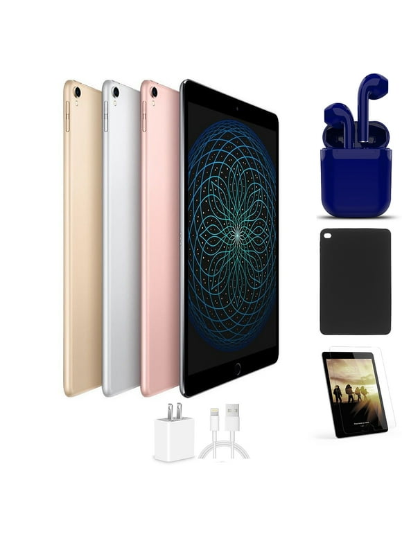 Restored Apple iPad Pro 10.5-inch 64GB W-Fi Only Bundle: Pre-Installed Tempered Glass, Charger, Case, Bluetooth/Wireless Airbuds By Certified 2 Day Express (Refurbished)