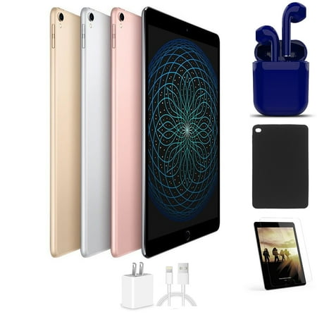 Restored Apple iPad Pro 10.5-inch Retina 256GB Wi-Fi Only Latest OS Bundle: Case, Pre-Installed Tempered Glass, Rapid Charger, Bluetooth/Wireless Airbuds By Certified 2 Day Express (Refurbished)