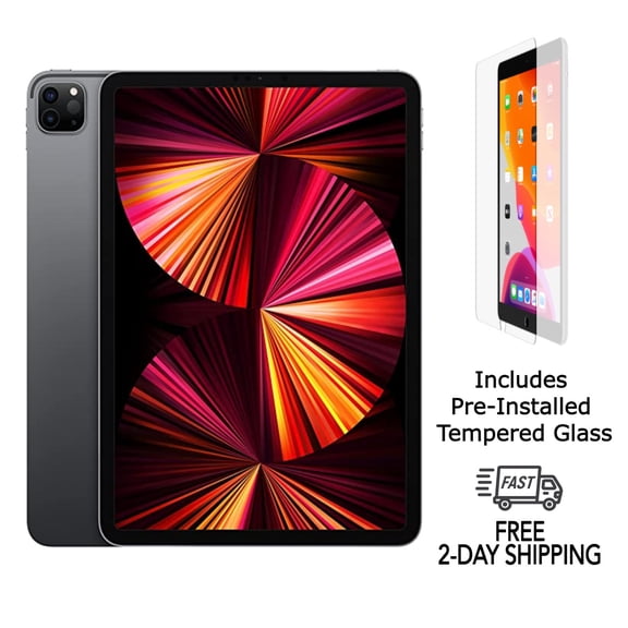 Restored Apple iPad Pro 11 (2021) A2377 (WiFi) 128GB Space Gray w/ Pre-Installed Tempered Glass (Refurbished)