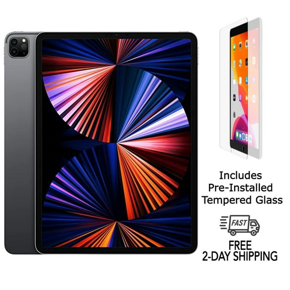 Restored Apple iPad Pro 12.9" (5th Gen) A2379 (WiFi Cellular Unlocked) 128GB Space Gray w/ Pre-Installed Tempered Glass (Refurbished)