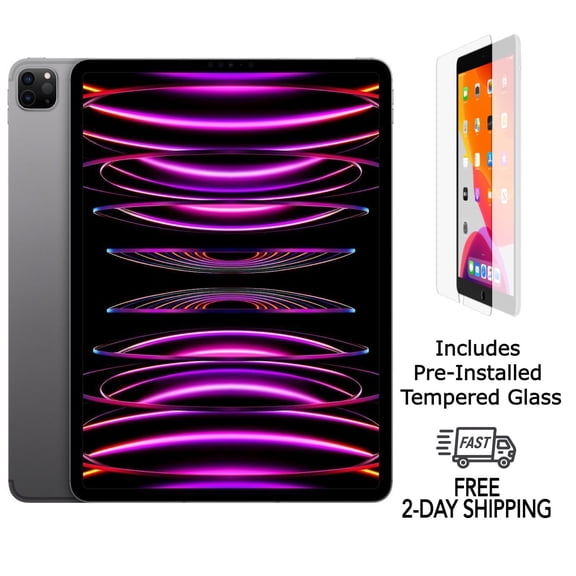 Restored Apple iPad Pro 12.9" (6th Gen) A2764 (WiFi Cellular Unlocked) 128GB Space Gray w/ Pre-Installed Tempered Glass (Refurbished)