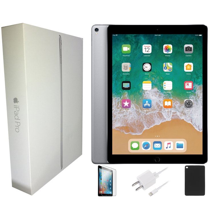 Restored Apple iPad Pro 1st Gen. 12.9-inch, Wi-Fi +4G Unlocked, 128GB,  Space Gray, Comes With Bundle: Case, Tempered Glass, Charger, Plus Free  2-Day