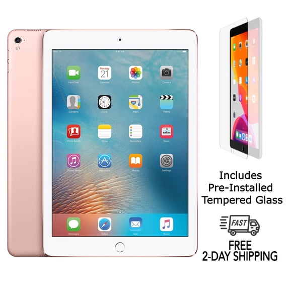 Restored Apple iPad Pro 9.7 (1st Gen) A1673 (WiFi) 128GB Rose Gold w/ Pre-Installed Tempered Glass (Refurbished)