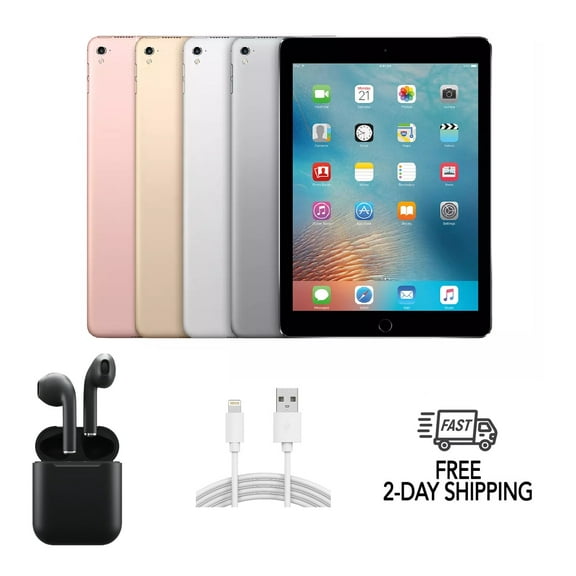 Restored Apple iPad Pro 9.7" (1st Gen) A1673 (WiFi) 32GB Rose Gold w/ Wireless Earbuds (Refurbished)