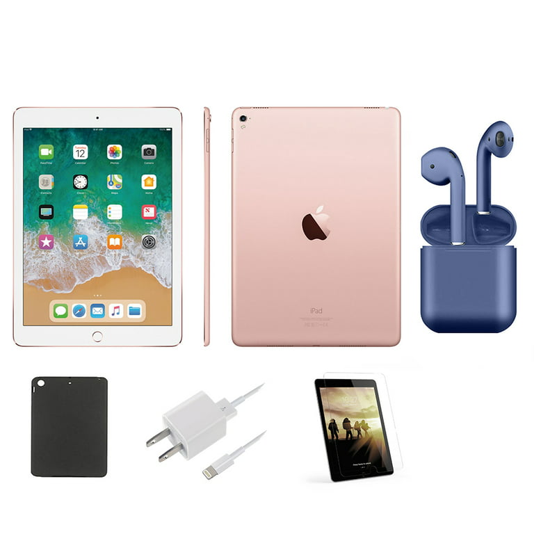 Restored Apple iPad Pro 9.7-inch Wi-Fi Only 256GB Latest OS Bundle:  Pre-Installed Tempered Glass, Case, Rapid Charger, Bluetooth/Wireless  Airbuds By