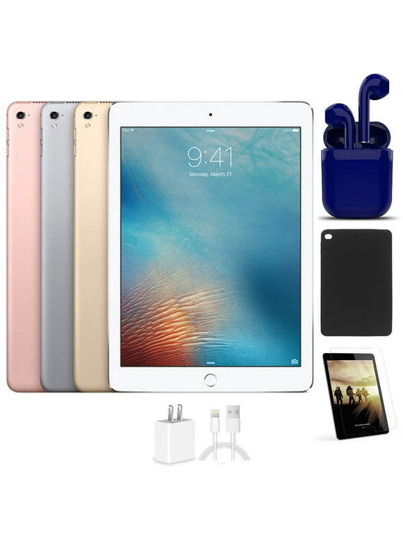 Restored Apple iPad Pro 9.7-inch Wi-Fi Only 32GB Apple A9X 2.16GHz Bundle: Pre-Installed Tempered Glass, Case, Rapid Charger, Bluetooth/Wireless Airbuds By Certified 2 Day Express (Refurbished)
