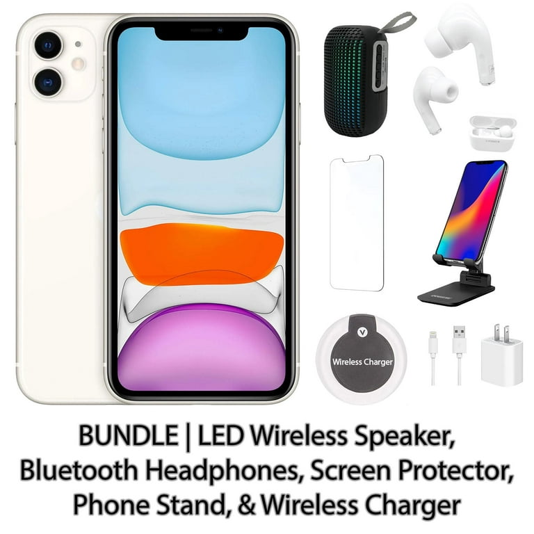 Restored Apple iPhone 11 128GB White Fully Unlocked with LED Wireless  Speaker, Bluetooth Headphones, Screen Protector, Wireless Charger, & Phone  Stand (Refurbished) 
