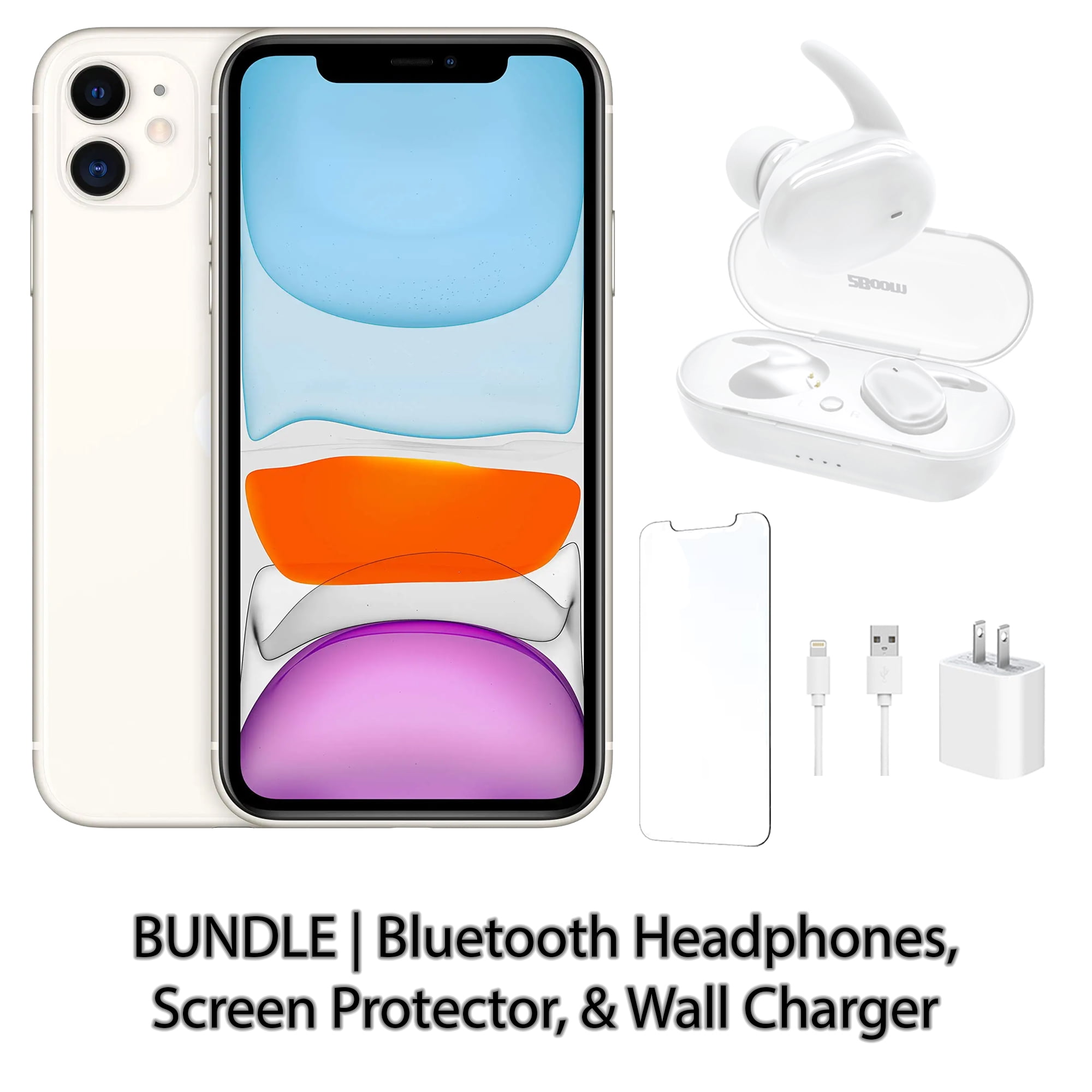 Restored Apple iPhone 11 128GB Purple Fully Unlocked Bundle: Bluetooth Headphones, Screen Protector, & Wall Charger (Refurbished) Restored Apple iPhone 11 128GB Purple Fully Unlocked Bundle: Bluetooth Headphones, Screen Protector, & Wall Charger (Refurbished)