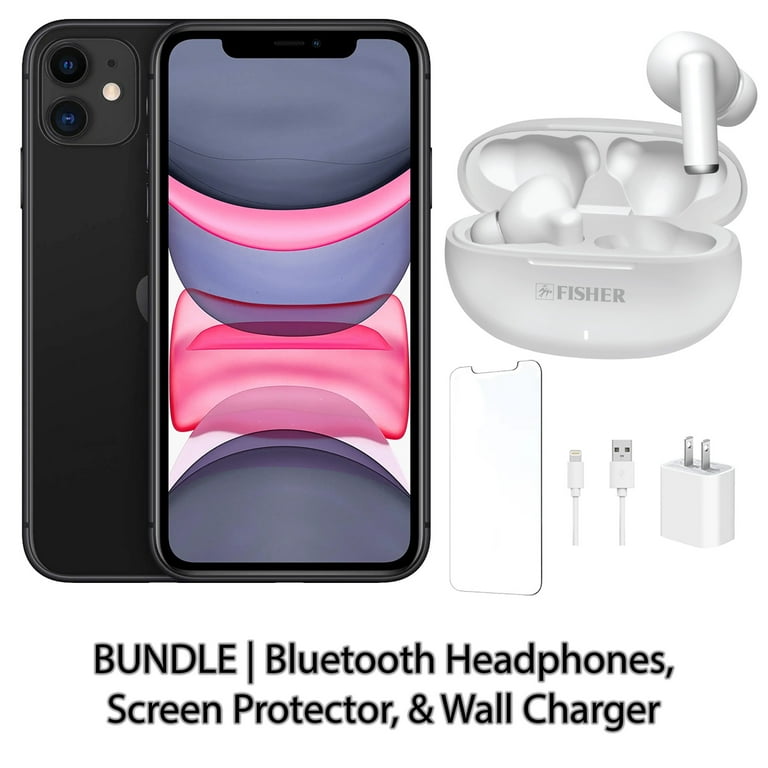 Restored Apple iPhone 11 64GB Black Fully Unlocked Bundle Bluetooth Headphones Screen Protector Wall Charger Refurbished Walmart